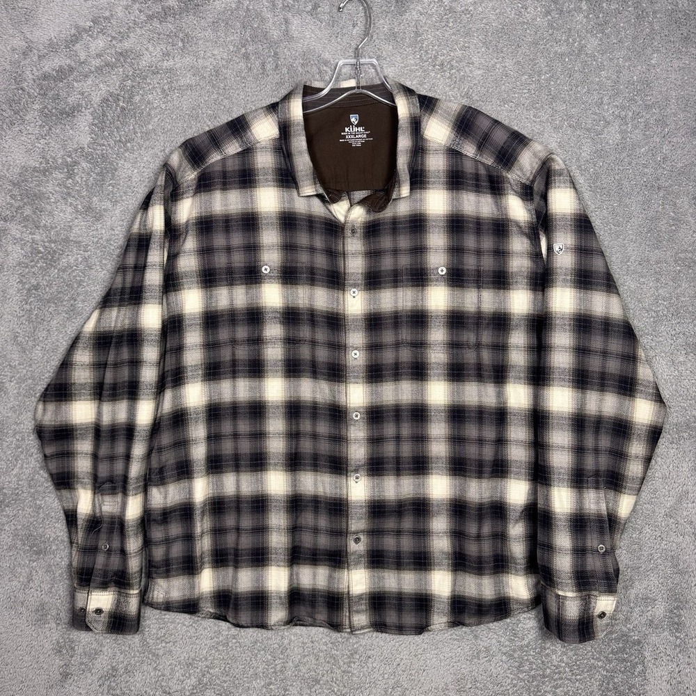 KUHL Shirt Mens 3XL XXXL The Law Flannel Shadow Plaid Flip Cuff Barn Chore 7373